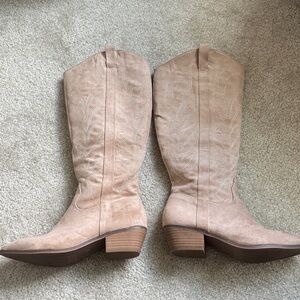 Target Beige knee high cowboy boots 8